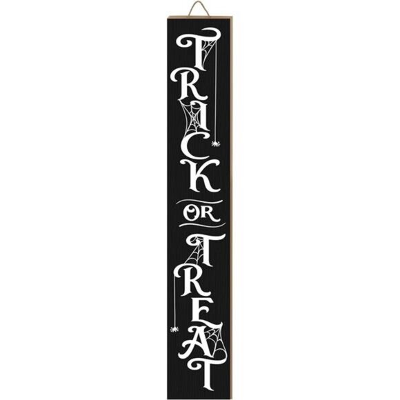 Halloween Porch Sign Decor "Trick or Treat" Wooden Hanging Sign Door Porch - Picture 7 of 8